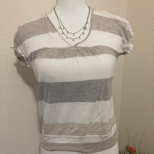 New York & Company Striped V Neck Shirt